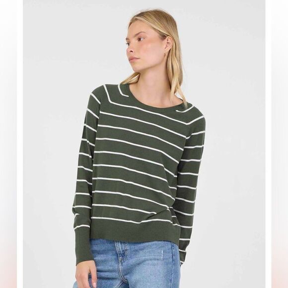 Stitches + Stripes Sweater Womens Sz S striped knit Pullover Otis Cypress Combo - Picture 1 of 11